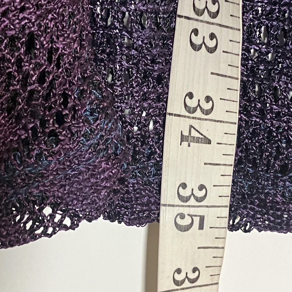 Brentwood Dress Womens Small Purple Navy Crochet Knit Sheer Short Sleeve A-Line - Picture 10 of 11